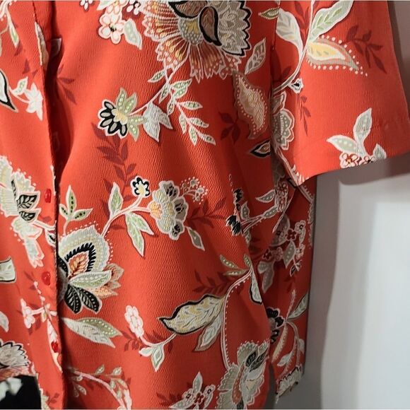 Orange Alfred Dunner Floral Buttoned up Shirt - Picture 5 of 9